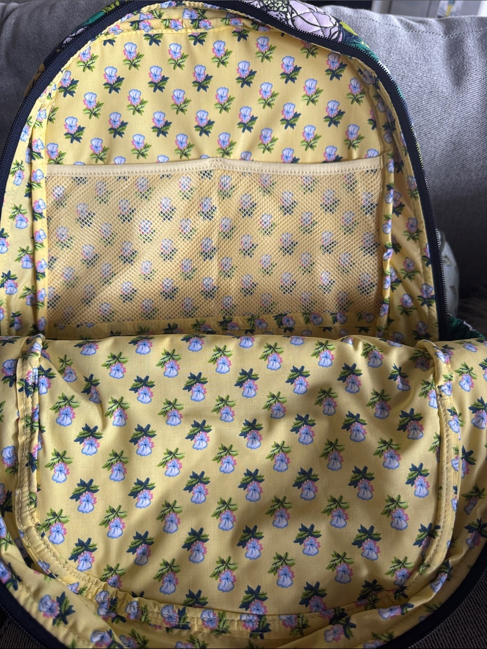 Vera Bradley Quilted Floral Backpack in Pink, Green & Yellow - Picture 4 of 5